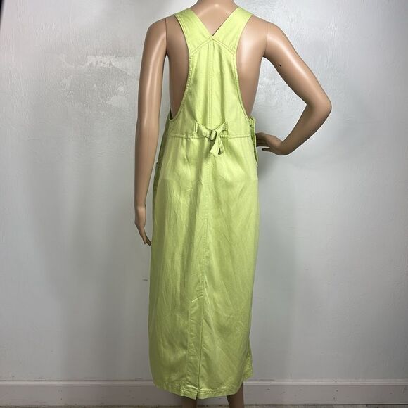 FADS Vintage Cotton Blend Overall Style Maxi Dress In Lime Green Size 4 - Picture 3 of 8